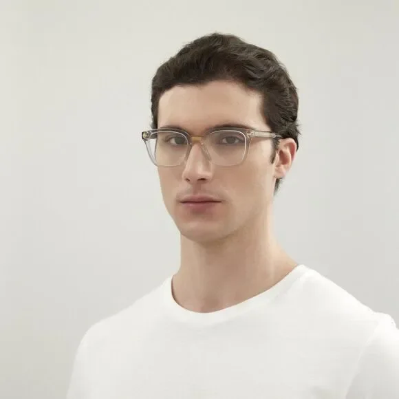 NEW Gucci GG0184O 005 Unisex Square Gray Clear Gold Eyeglasses